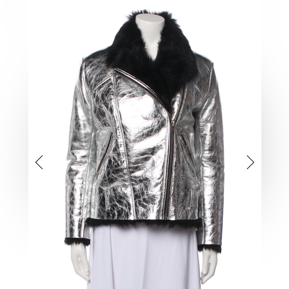 IRO Silver Shearling Leather Jacket - Picture 3 of 10